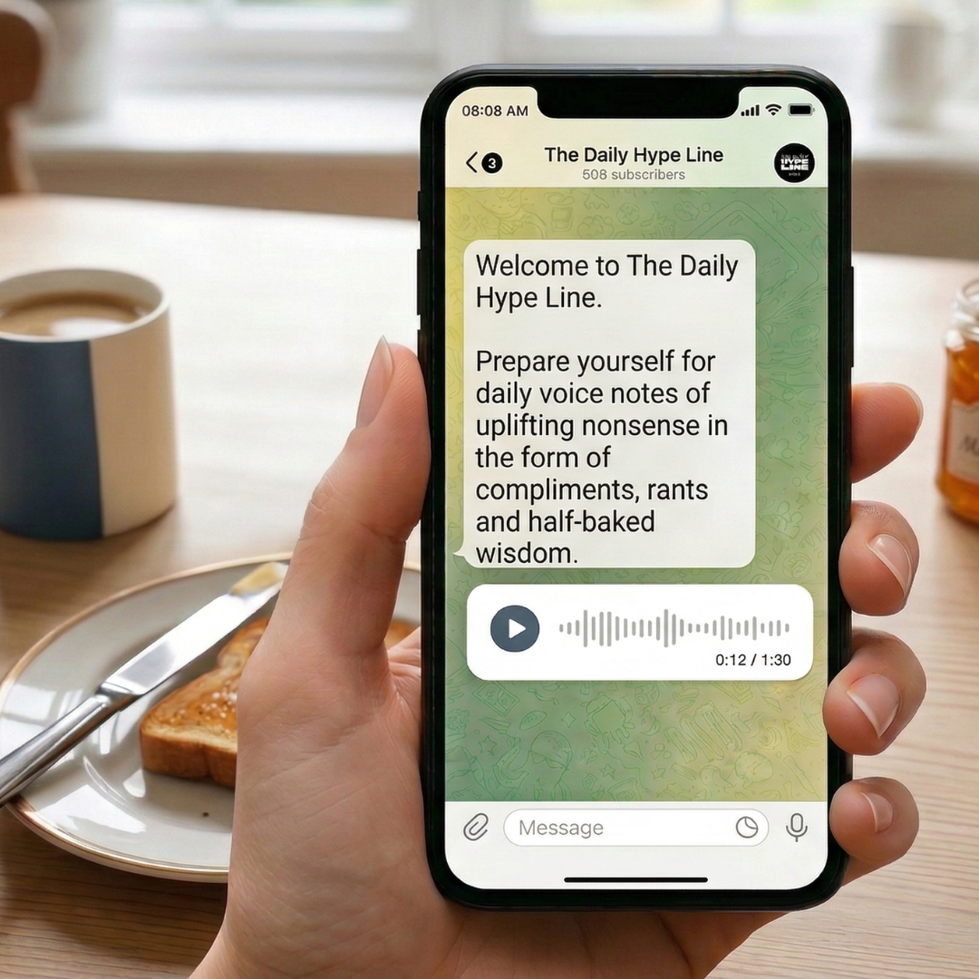 The Daily Hype Line on Telegram at 8:08am